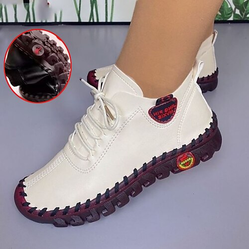 Mulheres Botas Sapatos Confortáveis Costura à mão sapatos feitos à mão Diário Inverno Sem Salto Ponta Redonda Vintage Casual Minimalismo Couro Sintético Com Cadarço Côr Sólida costura de mão vermelha
Mulheres Botas Sapatos Confortáveis Costura à mão sapatos feitos à mão Diário Inverno Sem Salto Ponta Redonda Vintage Casual Minimalismo Couro Sintético Com Cadarço Côr Sólida costura de mão vermelha
