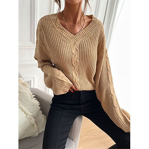 Mulheres Pulôver suéter Saltador Estriado Tricotar Superdimensionado Côr Sólida Decote V à moda Casual Diário Para Noite Verão Outono Cáqui S M L
Mulheres Pulôver suéter Saltador Estriado Tricotar Superdimensionado Côr Sólida Decote V à moda Casual Diário Para Noite Verão Outono Cáqui S M L