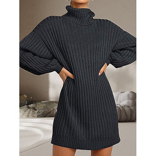 Robe pull Maille Femme A côtes Tricoter énorme Couleur unie Col Roulé mode Décontractées Extérieur Sortie manche longue Eté Automne Marron Rouge Noir S M L
Robe pull Maille Femme A côtes Tricoter énorme Couleur unie Col Roulé mode Décontractées Extérieur Sortie manche longue Eté Automne Marron Rouge Noir S M L