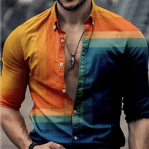 Homens Camisa Social Bloco de cor Listrado Estampas Abstratas Aberto para a Lateral Azul Laranja Ao ar livre Rua Manga Longa Imprimir Roupa Moda Roupa de rua Designer Casual
Homens Camisa Social Bloco de cor Listrado Estampas Abstratas Aberto para a Lateral Azul Laranja Ao ar livre Rua Manga Longa Imprimir Roupa Moda Roupa de rua Designer Casual