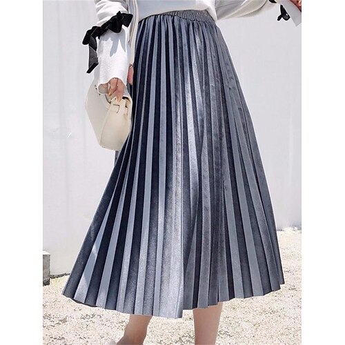 Mujer Falda Línea A Columpio Midi Poliéster Terciopelo Color Camello Vino Negro Champaña Faldas Invierno Plisado Moda Elegante Calle Diario S M L
Mujer Falda Línea A Columpio Midi Poliéster Terciopelo Color Camello Vino Negro Champaña Faldas Invierno Plisado Moda Elegante Calle Diario S M L