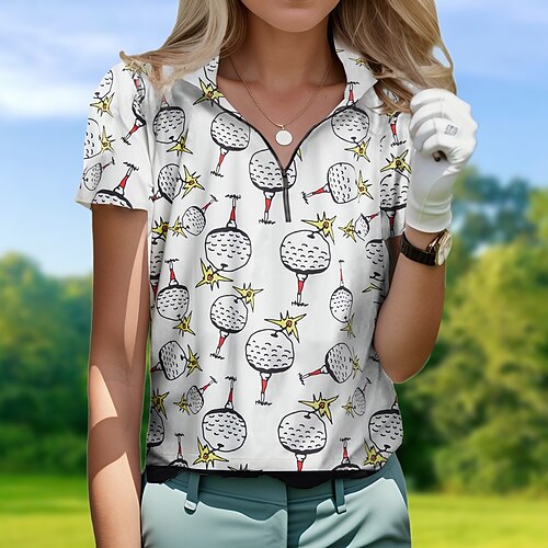 Mulheres Camisa polo de caminhada Camisa de golfe Respirável Secagem Rápida Pavio Humido Manga Curta Vestuário de golfe Roupas de golfe Normal Zíper Colarinho Alto Estampado Verão Tênis Golfe
Mulheres Camisa polo de caminhada Camisa de golfe Respirável Secagem Rápida Pavio Humido Manga Curta Vestuário de golfe Roupas de golfe Normal Zíper Colarinho Alto Estampado Verão Tênis Golfe