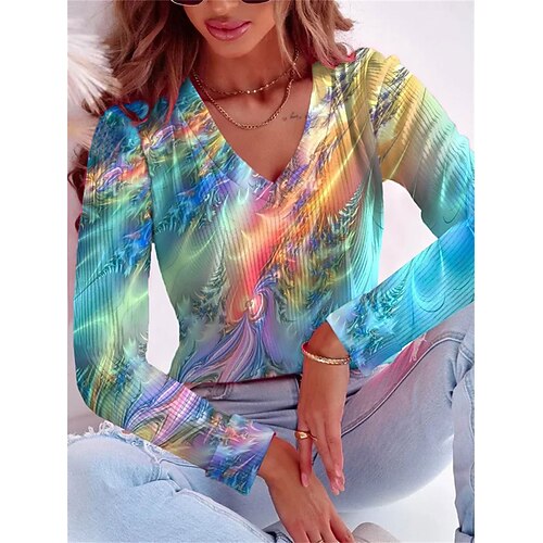 Mulheres Camiseta Azul Gráfico Imprimir Manga Longa Diário Final de semana Básico Decote Redondo Pintura
Mulheres Camiseta Azul Gráfico Imprimir Manga Longa Diário Final de semana Básico Decote Redondo Pintura