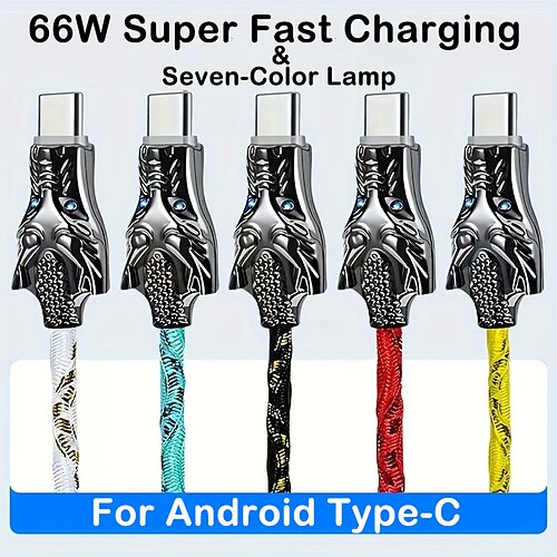 Cabo de dados de carregamento super rápido de 66 W com lâmpada de sete cores - antiderrapante, sujeira dobrável resistente - para android tipo-c
Cabo de dados de carregamento super rápido de 66 W com lâmpada de sete cores - antiderrapante, sujeira dobrável resistente - para android tipo-c