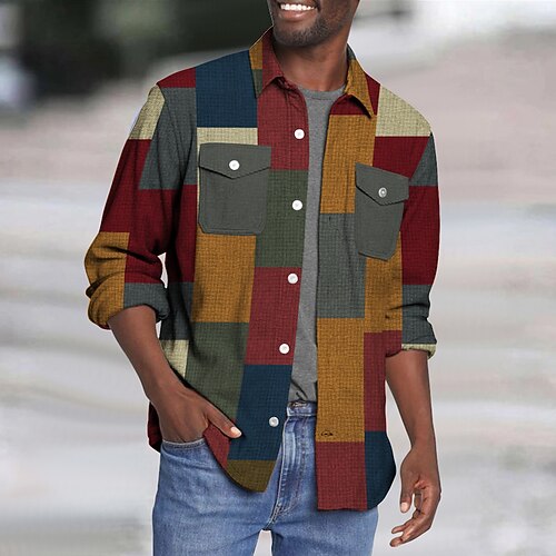 Homens Camisa Social Bloco de cor Xadrez Estampas Abstratas Geometria Aberto para a Lateral Preto Amarelo Vinho Ao ar livre Rua Manga Longa Imprimir Roupa Moda Roupa de rua Designer Respirável
Homens Camisa Social Bloco de cor Xadrez Estampas Abstratas Geometria Aberto para a Lateral Preto Amarelo Vinho Ao ar livre Rua Manga Longa Imprimir Roupa Moda Roupa de rua Designer Respirável