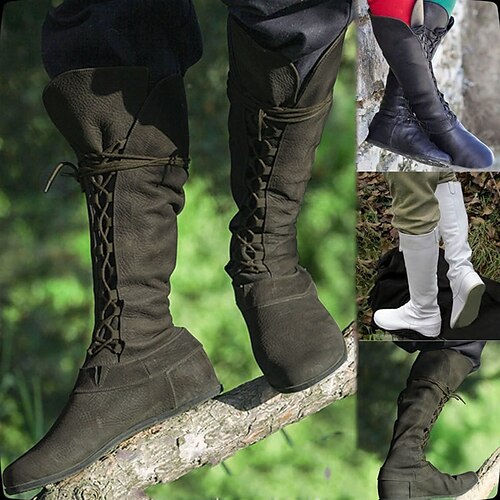 

Medieval Pirate Viking Flat Jazz Boots Mid Calf Shoes Lace Up Boots Vintage Renaissance Men's Women's Costume Cosplay Party Casual Daily LARP Halloween