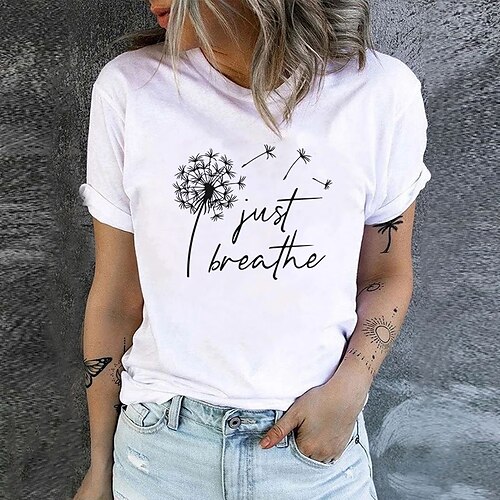 Mulheres Camiseta Preto Branco Rosa Letra dandelion Imprimir Manga Curta Feriado Final de semana Básico Decote Redondo Padrão Tema Flores Pintura S
Mulheres Camiseta Preto Branco Rosa Letra dandelion Imprimir Manga Curta Feriado Final de semana Básico Decote Redondo Padrão Tema Flores Pintura S