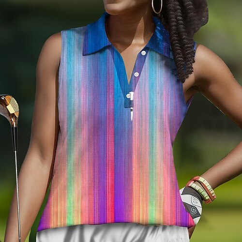Femme T-shirt POLO Chemise de golf Polo boutonné Respirable Séchage rapide Evacuation de l'humidité Sans Manches Vêtements de golf Top Standard Rayure Eté Tennis Le golf Pickleball
Femme T-shirt POLO Chemise de golf Polo boutonné Respirable Séchage rapide Evacuation de l'humidité Sans Manches Vêtements de golf Top Standard Rayure Eté Tennis Le golf Pickleball