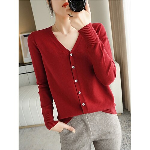 Damen Strickjacke Strickwaren Gerippt Stricken Taste Dünn Feste Farbe V Ausschnitt Stilvoll Brautkleider schlicht Outdoor Heim Sommer Herbst Weinrot Groß Rot Gras-Grün S
Damen Strickjacke Strickwaren Gerippt Stricken Taste Dünn Feste Farbe V Ausschnitt Stilvoll Brautkleider schlicht Outdoor Heim Sommer Herbst Weinrot Groß Rot Gras-Grün S