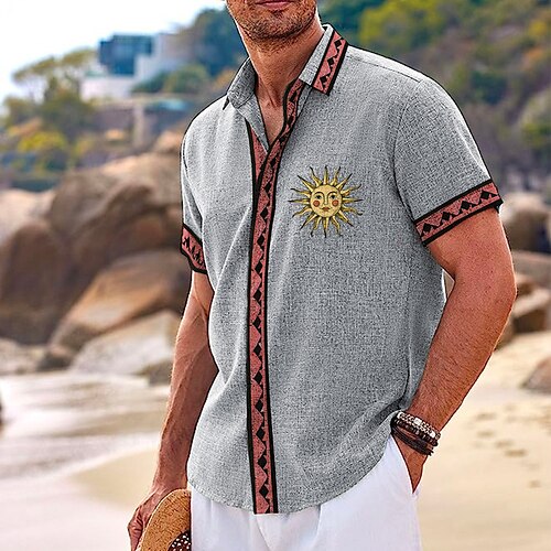 Homme Chemise Chemise Lin Soleil Imprimés Photos Rétro Vintage Col rabattu Orange Vert Kaki Gris Extérieur Plein Air Manches courtes Imprimer Vêtement Tenue Lin Mode Design Décontractées Flexible
Homme Chemise Chemise Lin Soleil Imprimés Photos Rétro Vintage Col rabattu Orange Vert Kaki Gris Extérieur Plein Air Manches courtes Imprimer Vêtement Tenue Lin Mode Design Décontractées Flexible