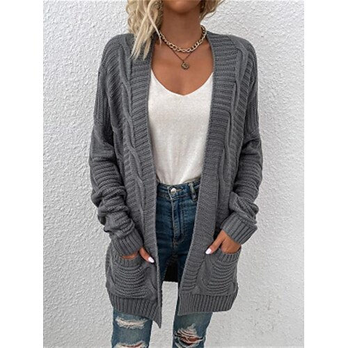 Gilet Cardigan Maille Femme torsadé Tricoter Tunique Poche Couleur unie Drapé mode Décontractées du quotidien Vacances manche longue Printemps Automne Noir Blanche Taille unique
Gilet Cardigan Maille Femme torsadé Tricoter Tunique Poche Couleur unie Drapé mode Décontractées du quotidien Vacances manche longue Printemps Automne Noir Blanche Taille unique