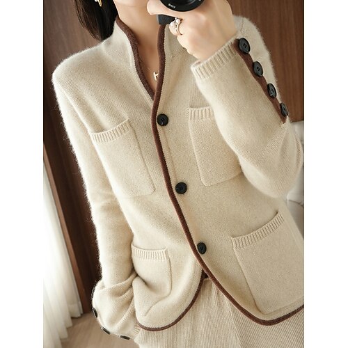 cashmere da donna colletto alla coreana cardigan maglione lavorato a maglia lana di alpaca tasca con bottoni autunno inverno all'aperto per uscire tutti i giorni elegante casual morbido manica lunga tinta unita marrone beige grigio m l xl
cashmere da donna colletto alla coreana cardigan maglione lavorato a maglia lana di alpaca tasca con bottoni autunno inverno all'aperto per uscire tutti i giorni elegante casual morbido manica lunga tinta unita marrone beige grigio m l xl