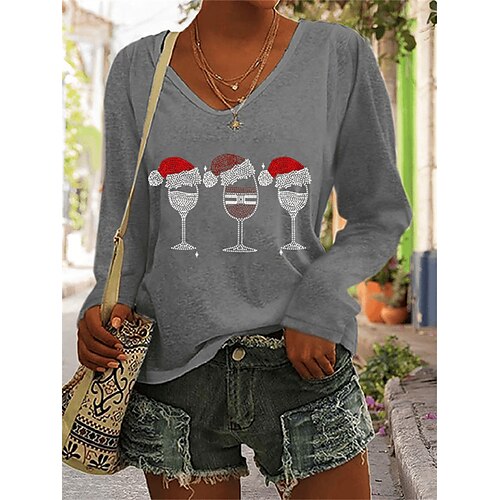 Femme T shirt Tee Chemise de Noël Noir Bleu Vert Noël laid Imprimer manche longue Noël Fin de semaine Mode Col V Standard Peinture Printemps Automne
Femme T shirt Tee Chemise de Noël Noir Bleu Vert Noël laid Imprimer manche longue Noël Fin de semaine Mode Col V Standard Peinture Printemps Automne