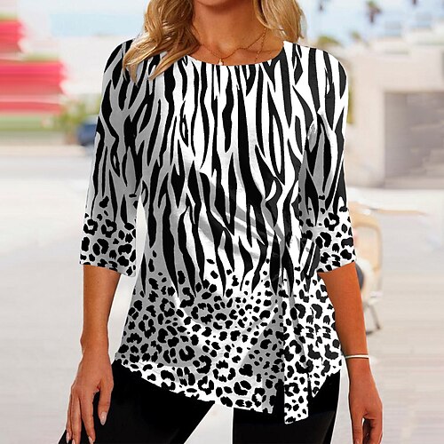 Femme T shirt Tee Noir Léopard Zébré Imprimer Demi Manches du quotidien Fin de semaine basique Col Rond Standard Peinture
Femme T shirt Tee Noir Léopard Zébré Imprimer Demi Manches du quotidien Fin de semaine basique Col Rond Standard Peinture