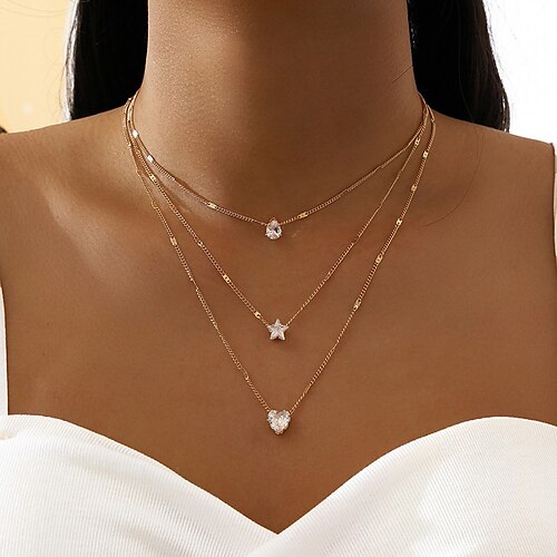 

Necklace Zircon Chrome Women's Fashion Sweet Classic Cool Wedding Geometric Necklace For Wedding Party
