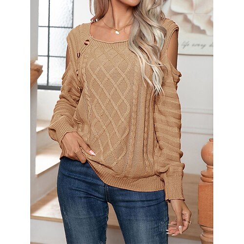 Damen Pullover Strickwaren Gedrehtes Stricken Taste Kalte Schulter Feste Farbe Rundhalsausschnitt Stilvoll Brautkleider schlicht Täglich Festtage Herbst Winter Weiß Rosa Armeegrün S
Damen Pullover Strickwaren Gedrehtes Stricken Taste Kalte Schulter Feste Farbe Rundhalsausschnitt Stilvoll Brautkleider schlicht Täglich Festtage Herbst Winter Weiß Rosa Armeegrün S