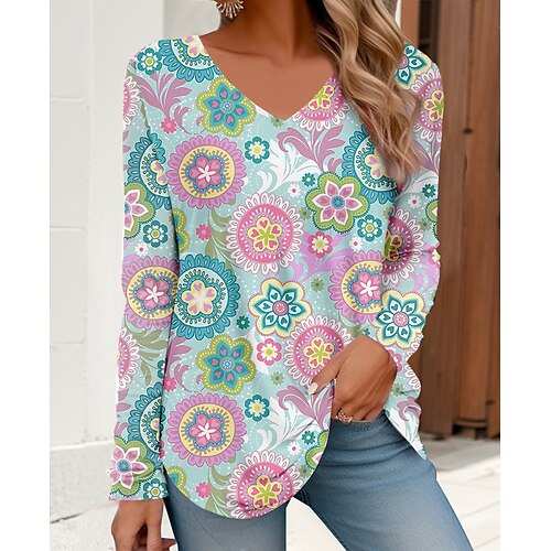 Mujer Camiseta Rosa Azul Piscina Morado Floral Estampado Manga Larga Festivos Fin de semana Básico Escote en Pico Ajuste regular Flor Pintura
Mujer Camiseta Rosa Azul Piscina Morado Floral Estampado Manga Larga Festivos Fin de semana Básico Escote en Pico Ajuste regular Flor Pintura