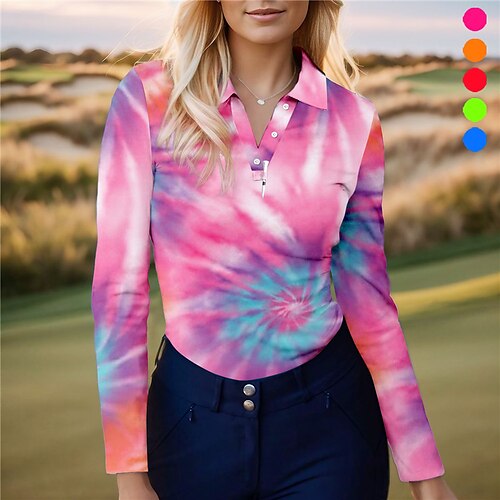 Femme T-shirt POLO Chemise de golf Polo boutonné Respirable Séchage rapide Evacuation de l'humidité manche longue Vêtements de golf Top Standard Tie Dye Printemps Automne Tennis Le golf Pickleball
Femme T-shirt POLO Chemise de golf Polo boutonné Respirable Séchage rapide Evacuation de l'humidité manche longue Vêtements de golf Top Standard Tie Dye Printemps Automne Tennis Le golf Pickleball