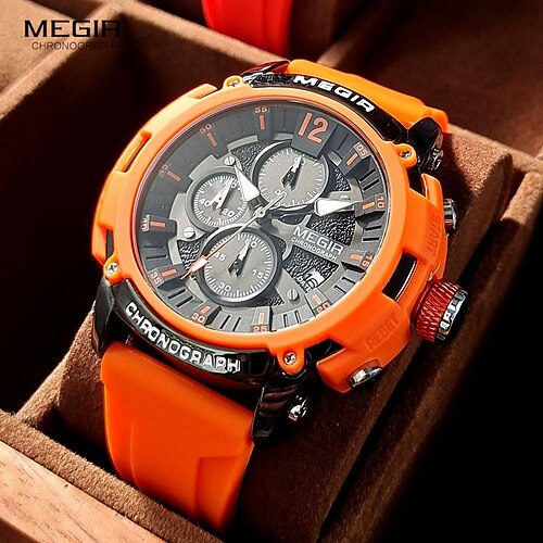 Megir orange sport montres pour hommes mode étanche chronographe lumineux montre-bracelet à quartz avec date automatique bracelet en silicone 2208
Megir orange sport montres pour hommes mode étanche chronographe lumineux montre-bracelet à quartz avec date automatique bracelet en silicone 2208