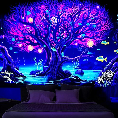 Baum des Lebens, Schwarzlicht-Wandteppich, UV-reaktives Leuchten im Dunkeln, trippy, neblige Naturlandschaft, Unterwasser-Wandteppich, Wandgemälde für Wohnzimmer, Schlafzimmer
Baum des Lebens, Schwarzlicht-Wandteppich, UV-reaktives Leuchten im Dunkeln, trippy, neblige Naturlandschaft, Unterwasser-Wandteppich, Wandgemälde für Wohnzimmer, Schlafzimmer