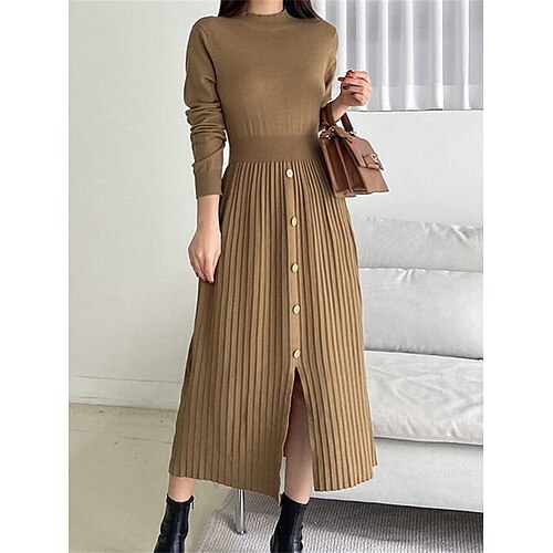 Damen Pullover Kleid Strickwaren Gerippt Stricken Taste Gespleisst Feste Farbe Rundhalsausschnitt Stilvoll Brautkleider schlicht Outdoor Ausgehen Herbst Winter Schwarz Braun Grün S
Damen Pullover Kleid Strickwaren Gerippt Stricken Taste Gespleisst Feste Farbe Rundhalsausschnitt Stilvoll Brautkleider schlicht Outdoor Ausgehen Herbst Winter Schwarz Braun Grün S