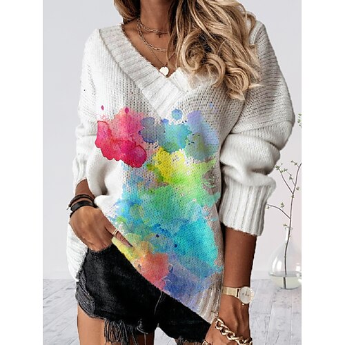 Mulheres Pulôver suéter Saltador Crochê Tricotar Túnica Imprimir Arco-Íris Decote V à moda Casual Festa Casa Ombro caído Verão Primavera Arco-íris S M L
Mulheres Pulôver suéter Saltador Crochê Tricotar Túnica Imprimir Arco-Íris Decote V à moda Casual Festa Casa Ombro caído Verão Primavera Arco-íris S M L