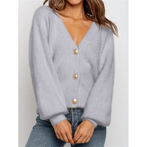Mulheres Sueter Cardigan Saltador Estriado Tricotar Botão Côr Sólida Decote V à moda Casual Diário Para Noite Outono Inverno Preto Branco S M L
Mulheres Sueter Cardigan Saltador Estriado Tricotar Botão Côr Sólida Decote V à moda Casual Diário Para Noite Outono Inverno Preto Branco S M L