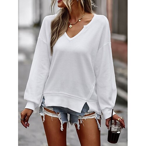 Mujer Camiseta Negro Blanco Rosa Plano Manga Larga Diario Fin de semana Básico Escote en Pico Regular Ajuste regular
Mujer Camiseta Negro Blanco Rosa Plano Manga Larga Diario Fin de semana Básico Escote en Pico Regular Ajuste regular