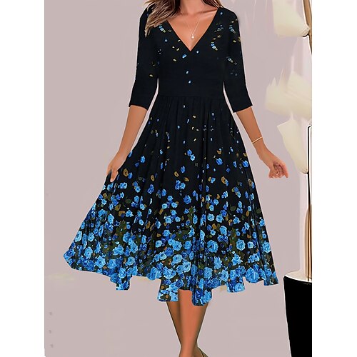 Women's Casual Dress Swing Dress A Line Dress Floral Ombre Print V Neck Midi Dress Fashion Streetwear Outdoor Daily 3/4 Length Sleeve Regular Fit Black Yellow Navy Blue Summer Spring S M L XL XXL
Women's Casual Dress Swing Dress A Line Dress Floral Ombre Print V Neck Midi Dress Fashion Streetwear Outdoor Daily 3/4 Length Sleeve Regular Fit Black Yellow Navy Blue Summer Spring S M L XL XXL