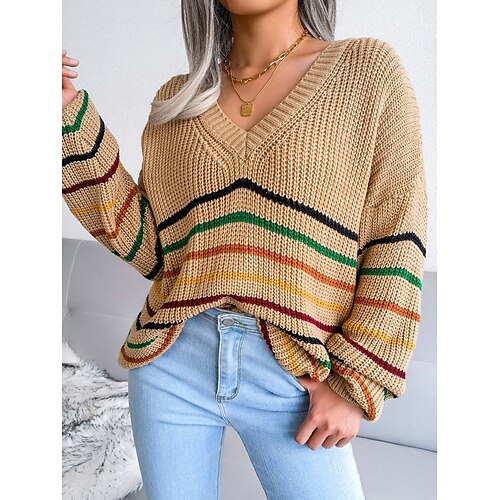 Women's Pullover Sweater Jumper Jumper Ribbed Knit Stripe Striped Crew Neck Stylish Casual Outdoor Daily Fall Winter Black White S M L
Women's Pullover Sweater Jumper Jumper Ribbed Knit Stripe Striped Crew Neck Stylish Casual Outdoor Daily Fall Winter Black White S M L