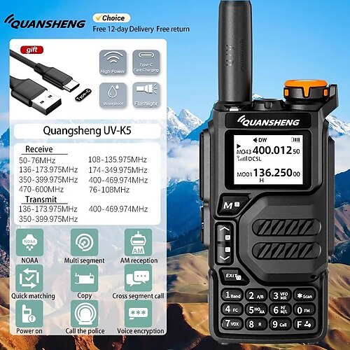 

UV-K5 Walkie Talkiefull Bandaviation Band Hand Held Outdoor Automaticone Buttonfrequency Matching Go on Road Trip