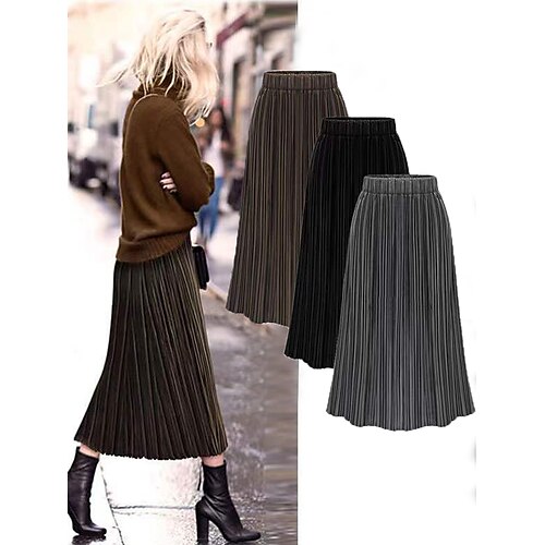 Mulheres Saia Evasê Saia longa Médio Poliéster Veludo Preto Marron Cinzento Saias Inverno Pregueado Moda Casual Festa de Família Para Noite M L XL
Mulheres Saia Evasê Saia longa Médio Poliéster Veludo Preto Marron Cinzento Saias Inverno Pregueado Moda Casual Festa de Família Para Noite M L XL