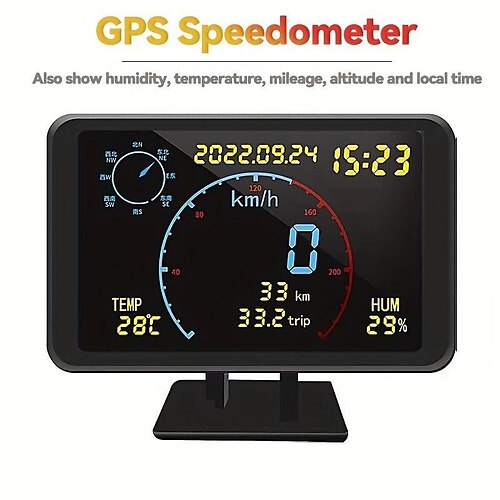 Digitaler GPS-Tachometer, Kilometerzähler, 4,7-Zoll-LCD-Display, HUD-Display mit Geschwindigkeitsüberschreitungsalarm für alle 5-24-V-Fahrzeuge
Digitaler GPS-Tachometer, Kilometerzähler, 4,7-Zoll-LCD-Display, HUD-Display mit Geschwindigkeitsüberschreitungsalarm für alle 5-24-V-Fahrzeuge
