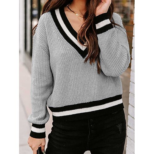 Mujer Suéter de punto Puente Estriado Tejer A rayas A Rayas Escote en Pico Elegante Casual Exterior Diario Otoño Invierno Azul Piscina Morado S M L
Mujer Suéter de punto Puente Estriado Tejer A rayas A Rayas Escote en Pico Elegante Casual Exterior Diario Otoño Invierno Azul Piscina Morado S M L