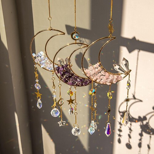 Mond-Kristall-Sonnenfänger, bunter Kristall-Anhänger, Kronleuchter, Regenbogen, zum Aufhängen, Wandbehang, Baum, Fenster, Prisma, Ornament für Zimmer, Zuhause, Büro, Gartendekoration
Mond-Kristall-Sonnenfänger, bunter Kristall-Anhänger, Kronleuchter, Regenbogen, zum Aufhängen, Wandbehang, Baum, Fenster, Prisma, Ornament für Zimmer, Zuhause, Büro, Gartendekoration