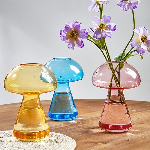 Transparent Glass Mushroom Vase Creative Mushroom Hydroponic Dining Table Small Vase Glass Handicraft Suitable for Indoor Home Decoration Table Decoration Available all Year Round Gifts 1PC
Transparent Glass Mushroom Vase Creative Mushroom Hydroponic Dining Table Small Vase Glass Handicraft Suitable for Indoor Home Decoration Table Decoration Available all Year Round Gifts 1PC