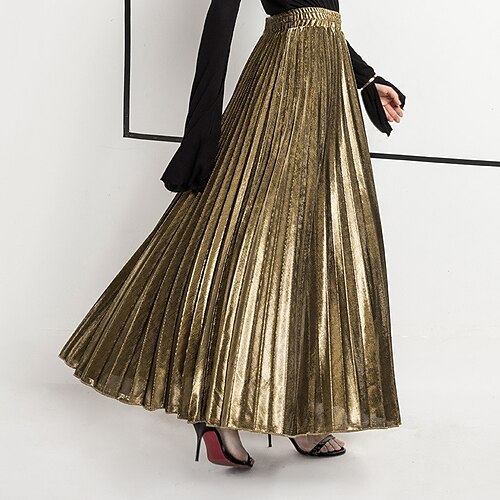 Femme Jupe Balançoire Maxi Polyester Argent Vin Noir Dorée Jupes Automne hiver Plissé Mode Décontractées Plein Air du quotidien S M L
Femme Jupe Balançoire Maxi Polyester Argent Vin Noir Dorée Jupes Automne hiver Plissé Mode Décontractées Plein Air du quotidien S M L