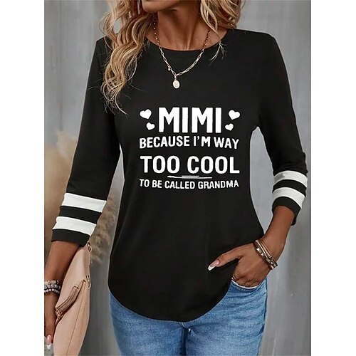 Femme T shirt Tee Noir Lettre Imprimer manche longue du quotidien Fin de semaine basique Col Rond Standard Peinture Printemps Automne
Femme T shirt Tee Noir Lettre Imprimer manche longue du quotidien Fin de semaine basique Col Rond Standard Peinture Printemps Automne
