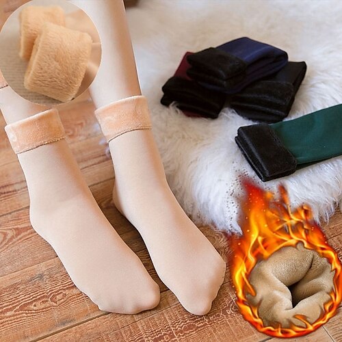 

3 пары женских зимних теплых утепленных носков, шерстяные кашемировые снежно-черные кожаные бесшовные бархатные мягкие ботинки, носки