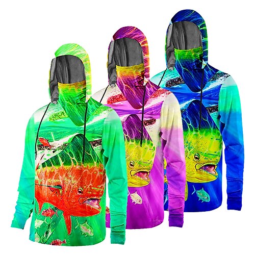 Men's Fishing Shirt Hooded Outdoor Long Sleeve UV Protection Breathable Quick Dry Lightweight Sweat wicking Top Spring Autumn Outdoor Fishing Camping Hiking Blue Purple Green
Men's Fishing Shirt Hooded Outdoor Long Sleeve UV Protection Breathable Quick Dry Lightweight Sweat wicking Top Spring Autumn Outdoor Fishing Camping Hiking Blue Purple Green