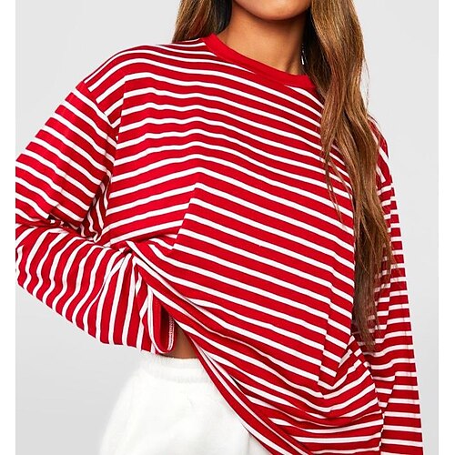 Femme T shirt Tee Rouge Rayé Imprimer manche longue du quotidien Fin de semaine basique Col Rond Peinture
Femme T shirt Tee Rouge Rayé Imprimer manche longue du quotidien Fin de semaine basique Col Rond Peinture
