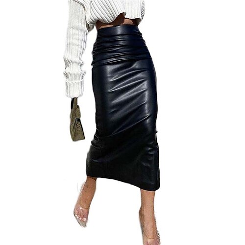 Mujer Falda Corte Bodycon Maxi Cuero sintético Negro Blanco Faldas Primavera Largo Moda Casual Calle Diario S M L
Mujer Falda Corte Bodycon Maxi Cuero sintético Negro Blanco Faldas Primavera Largo Moda Casual Calle Diario S M L