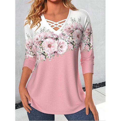 Mujer Camiseta Rosa Azul Piscina Verde Trébol Hoja Estampado Manga Larga Diario Fin de semana Básico Escote en Pico Ajuste regular Flor Pintura
Mujer Camiseta Rosa Azul Piscina Verde Trébol Hoja Estampado Manga Larga Diario Fin de semana Básico Escote en Pico Ajuste regular Flor Pintura