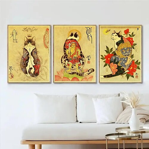 3pcs Frameless Retro Art Japanese Style Cat Canvas Painting Living Room Wall Art Abstract Poster Living Room Home Decoration No Frame
3pcs Frameless Retro Art Japanese Style Cat Canvas Painting Living Room Wall Art Abstract Poster Living Room Home Decoration No Frame