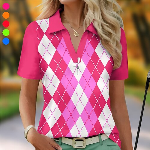 Mujer Camisas de polo Camiseta de golf Transpirable Secado rápido Dispersor de humedad Manga Corta Ropa de golf ropa de golf Ajuste regular Escote en V Plaid Verano Tenis Golf pepinillo
Mujer Camisas de polo Camiseta de golf Transpirable Secado rápido Dispersor de humedad Manga Corta Ropa de golf ropa de golf Ajuste regular Escote en V Plaid Verano Tenis Golf pepinillo