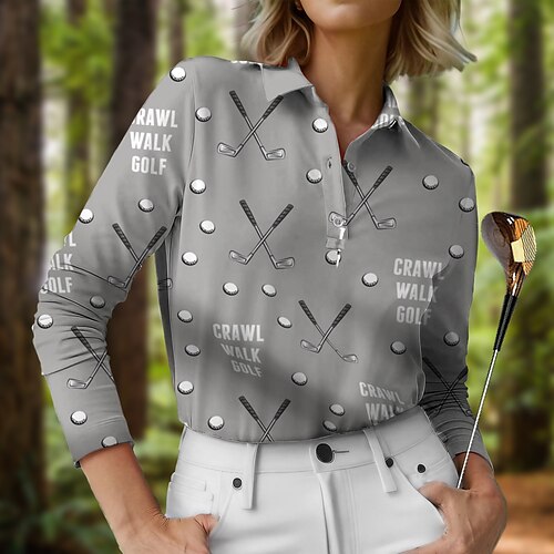 Mulheres Camisa polo de caminhada Camisa de golfe Pólo de botões Respirável Secagem Rápida Pavio Humido Manga Longa Vestuário de golfe Roupas de golfe Normal Letra Estampado Primavera Outono Tênis
Mulheres Camisa polo de caminhada Camisa de golfe Pólo de botões Respirável Secagem Rápida Pavio Humido Manga Longa Vestuário de golfe Roupas de golfe Normal Letra Estampado Primavera Outono Tênis