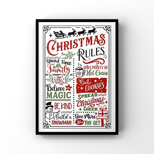 Arte de pared navideño, lienzo, reglas navideñas, impresiones y carteles, imágenes, pintura decorativa de tela para cuadros de salón, sin marco
Arte de pared navideño, lienzo, reglas navideñas, impresiones y carteles, imágenes, pintura decorativa de tela para cuadros de salón, sin marco