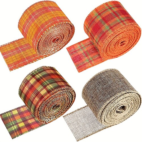 Thanksgiving automne filaire bord rubans automne plaid toile de jute rubans filaire bord rubans pour emballage bricolage artisanat floral arcs couronne
Thanksgiving automne filaire bord rubans automne plaid toile de jute rubans filaire bord rubans pour emballage bricolage artisanat floral arcs couronne