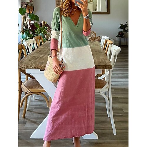 Mujer Vestimenta casual Vestido de verano Vestido Estampado Bloque de color Estampado Escote en Pico vestido largo vestido largo Moda Ropa de calle Exterior Diario Manga Larga Ajuste regular Rosa
Mujer Vestimenta casual Vestido de verano Vestido Estampado Bloque de color Estampado Escote en Pico vestido largo vestido largo Moda Ropa de calle Exterior Diario Manga Larga Ajuste regular Rosa