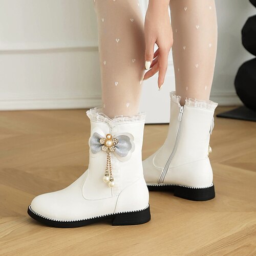 Women's Boots Lolita Plus Size Wedding Boots Christmas Daily Mid Calf Boots Winter Flat Heel Cute Comfort Preppy PU Solid Color Black White Pink
Women's Boots Lolita Plus Size Wedding Boots Christmas Daily Mid Calf Boots Winter Flat Heel Cute Comfort Preppy PU Solid Color Black White Pink